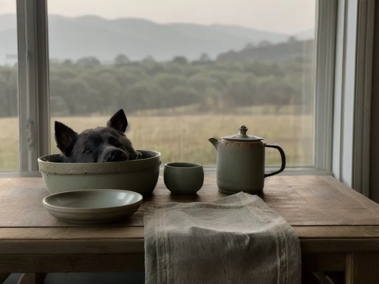 Laptop open to a home spreadsheet tracking a senior dog's sleep, weight, and stool notes for holistic pet health