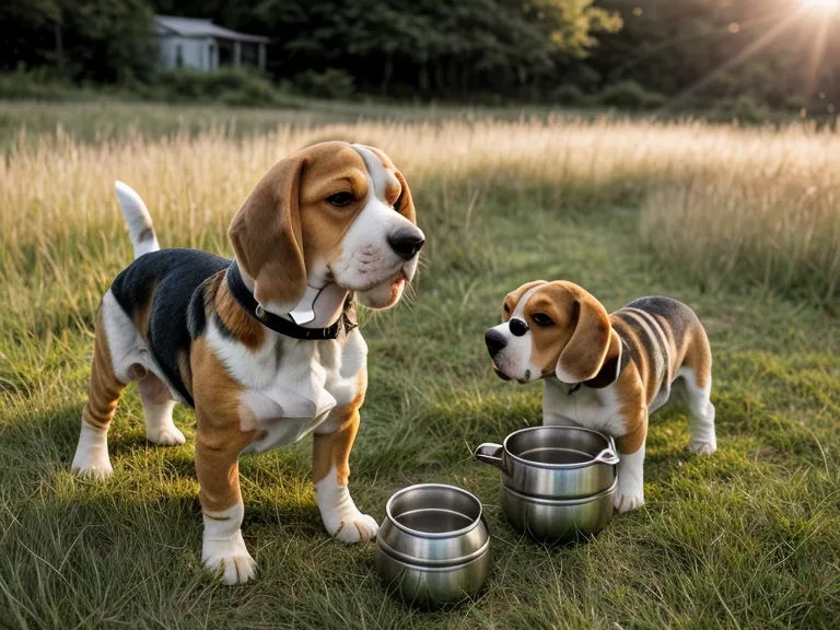 Healthy beagle at a steady weight on the Carrier Park dog loop in Asheville