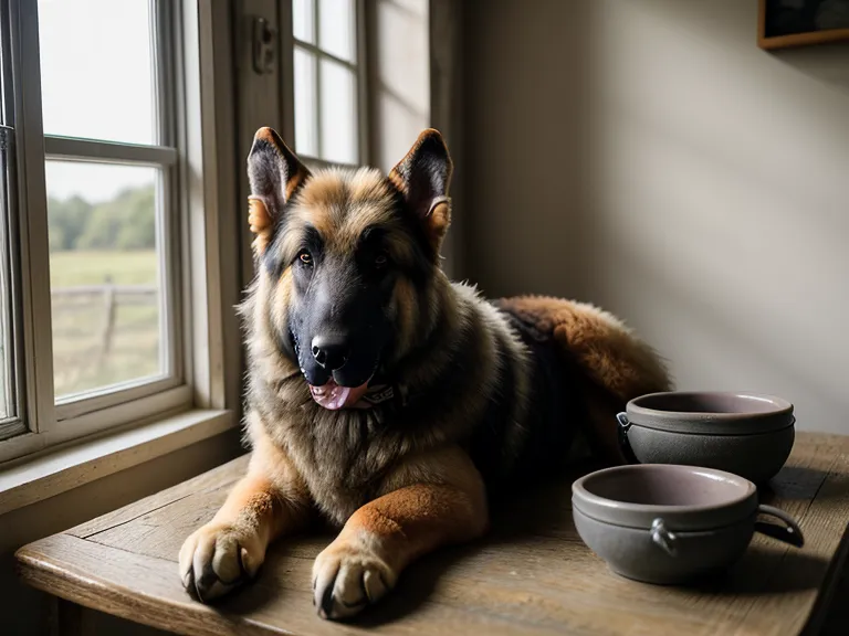 A close-up of a senior shepherd dog's grey muzzle in soft evening light.