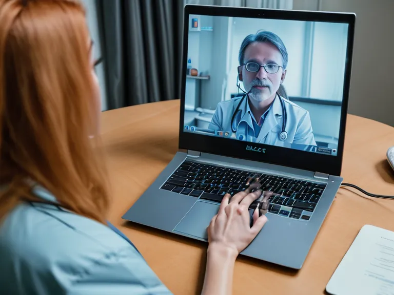 A dog's head resting on a lap during a pet telehealth video consultation.